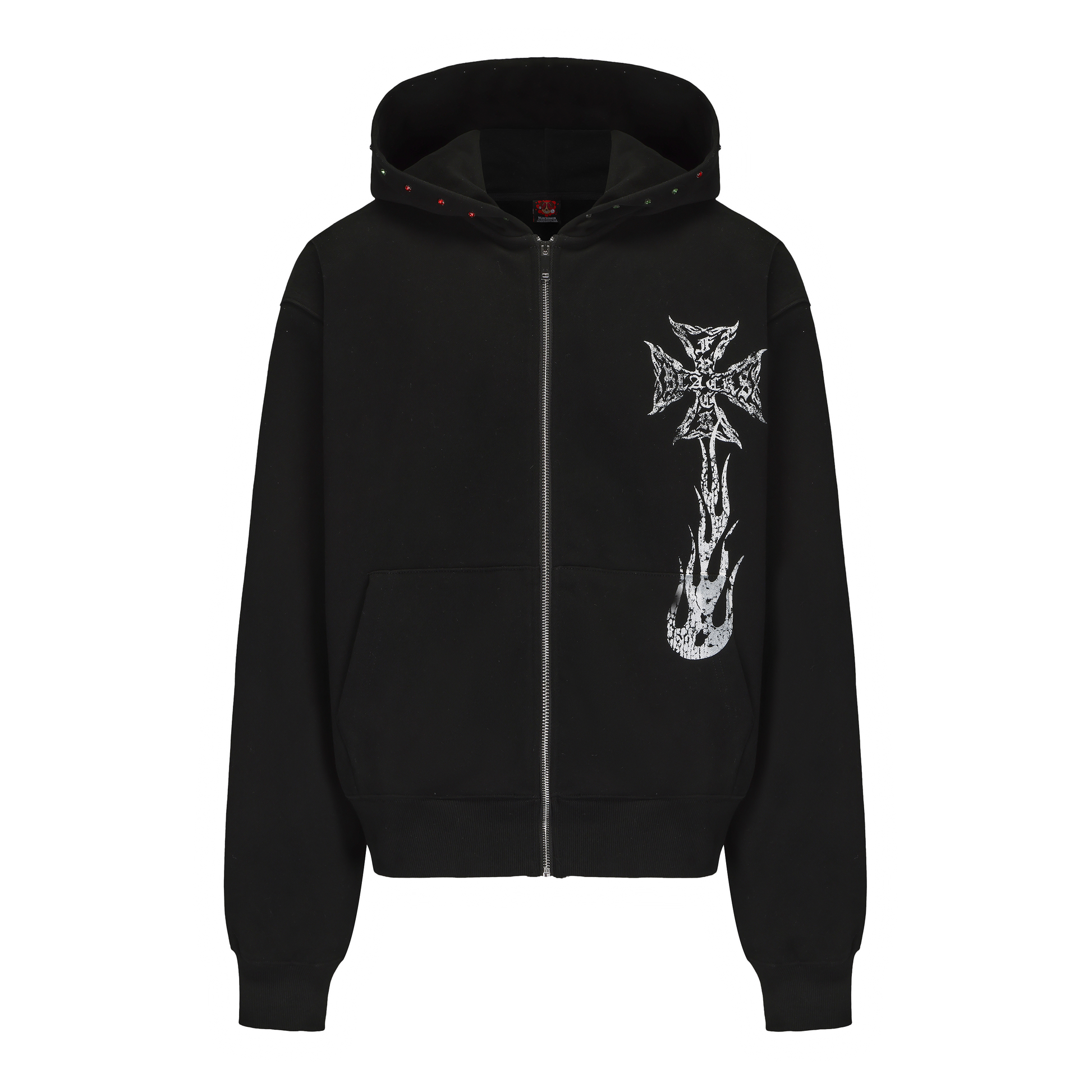 BOXY GEMSTONE FLAME ZIP UP HOODIE